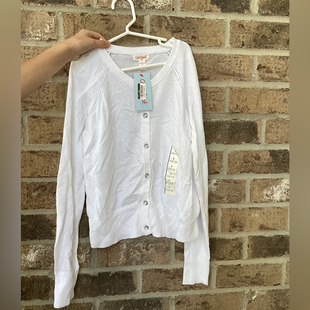 Girls Cat + Jack white button down shirt size 10/12